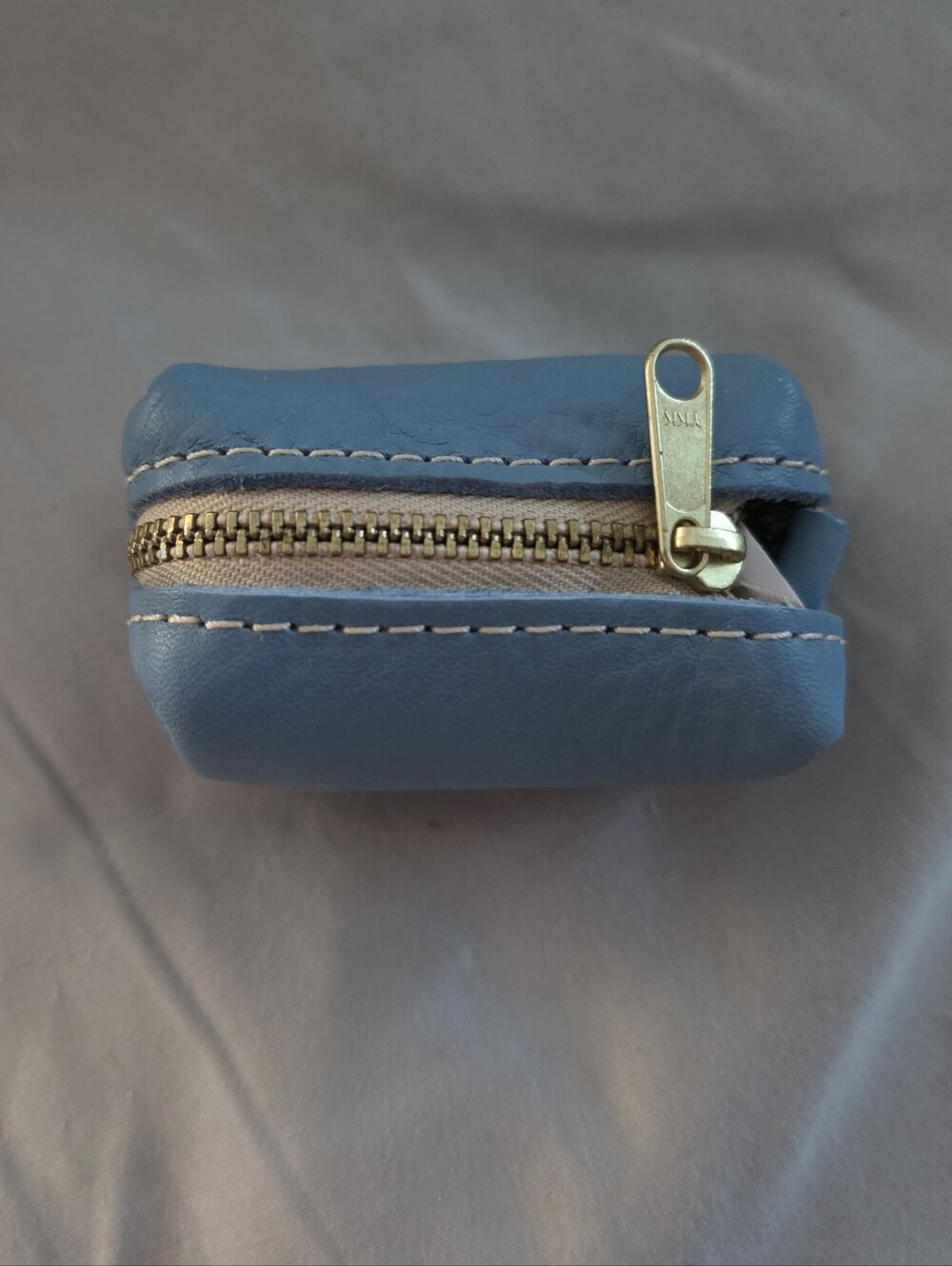Blue Leather Zip Key Pouch - Unbranded